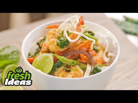 Red Curry Soup Recipe With Prawns, Spinach and Basil