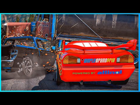 *CRAZY* Cars Lightning McQueen Crashes Ep.73 – GTA 5