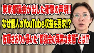 【さとうさおり!名演説集】「一体どうなっているんだ日本は!」個人のYouTube収益まで都に渡せ! 東京都議会の“衝撃発言”に騒然