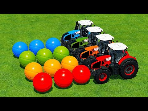 LOAD & TRANSPORT COLORED BASKETBALLS WITH CLAAS TRACTORS - Farming Simulator 22