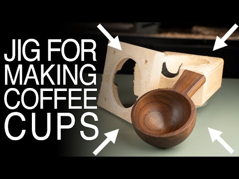 Woodturning multi axis Coffee Cup with simple jig on the wood lathe. Or is it a coffee mug?