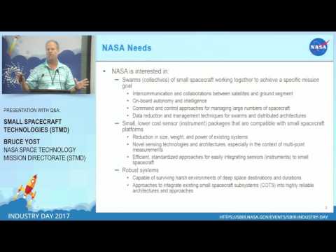 NASA SBIR/STTR Industry Day 2017: Presentation with Q&A: Small Spacecraft Technologies STMD