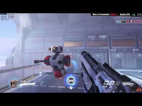 Wine protonified 4.5 + DXVK 1.1 - Overwatch EPIC settings - Practice Range - Linux Nvenc