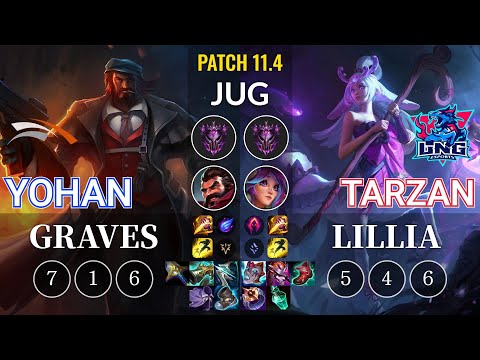 HLE yoHan Graves vs LNG Tarzan Lillia Jungle - KR Patch 11.4