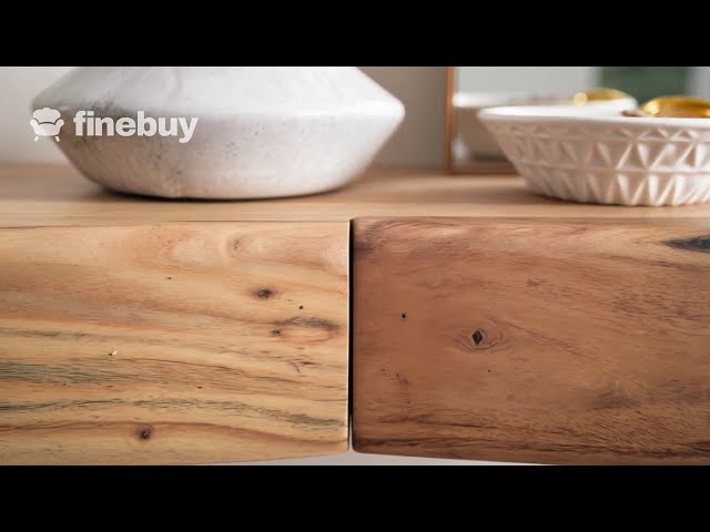 Vidéo teaser pour FineBuy Wandregal Akazie Hängeregal mit Schublade Holz Wandboard Regal für die Wand