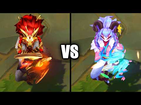 Chosen of the Wolf Kindred vs Spirit Blossom Kindred Skins Comparison (League of Legends)