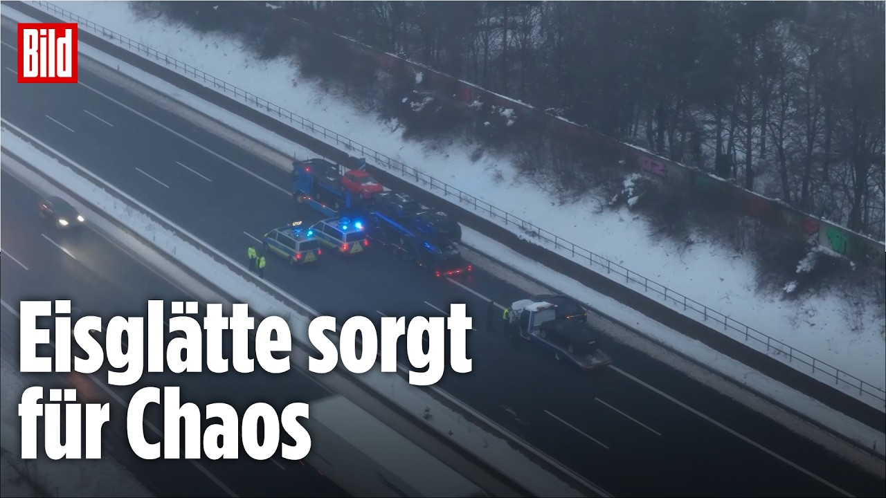 EISFALLE A7: Plötzliche Glätte bei Hamburg – Lkw verunglückt, Autobahn gesperrt