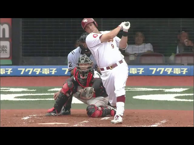 1回表 イーグルス4番のラッツが無死満塁の絶好チャンスで勝負強く先制タイムリー!! 2014/7/13 E-M