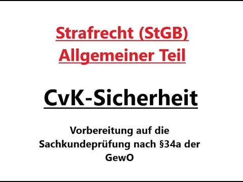 Strafrecht allgemeiner Teil, (Komplettes Thema 15 min) StGB, Strafgesetzbuch, Sachkunde 34a