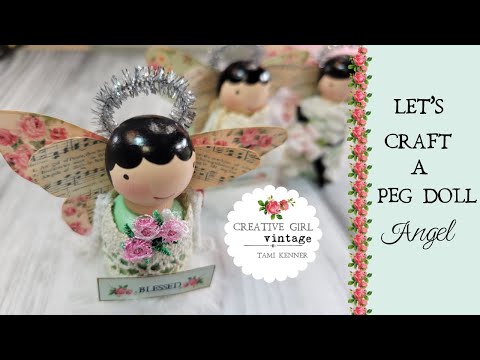 HOLIDAY CHRISTMAS PEG DOLL ANGEL ORNAMENT tutorial with stash bundle crafting kit #crafting