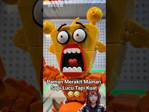 Paman Merakit Mainan Sapi Lucu Tapi Kuat 😅😅 #shorts #mainan #lego #comedy #videolucu