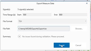MDA V8 – Exporting Signals and Files
