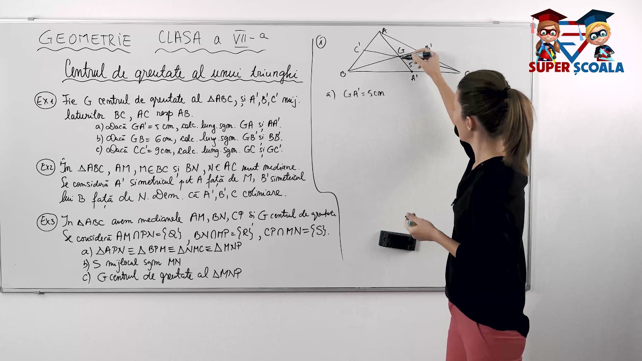 Clasa a VII-a - Centrul de greutate al unui triunghi. Partea a 2-a
