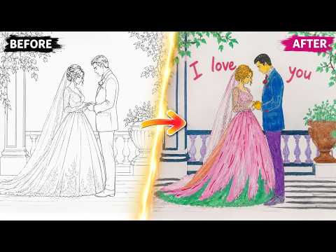 Easy Wedding Coloring Tutorial Adult Coloring Book