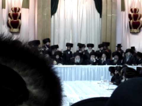 Violin playing at the Bobover Rebbe's Tisch in the Grand Succah 5770