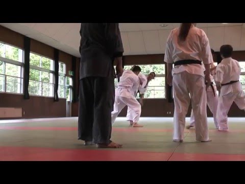 蹴りのキャッチからの投げ、極め