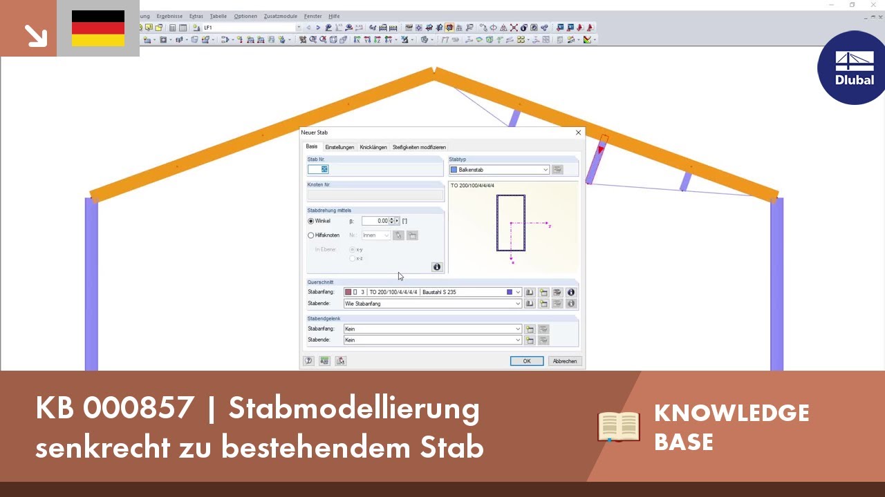 KB 000857 | Stabmodellierung senkrecht zu bestehendem Stab