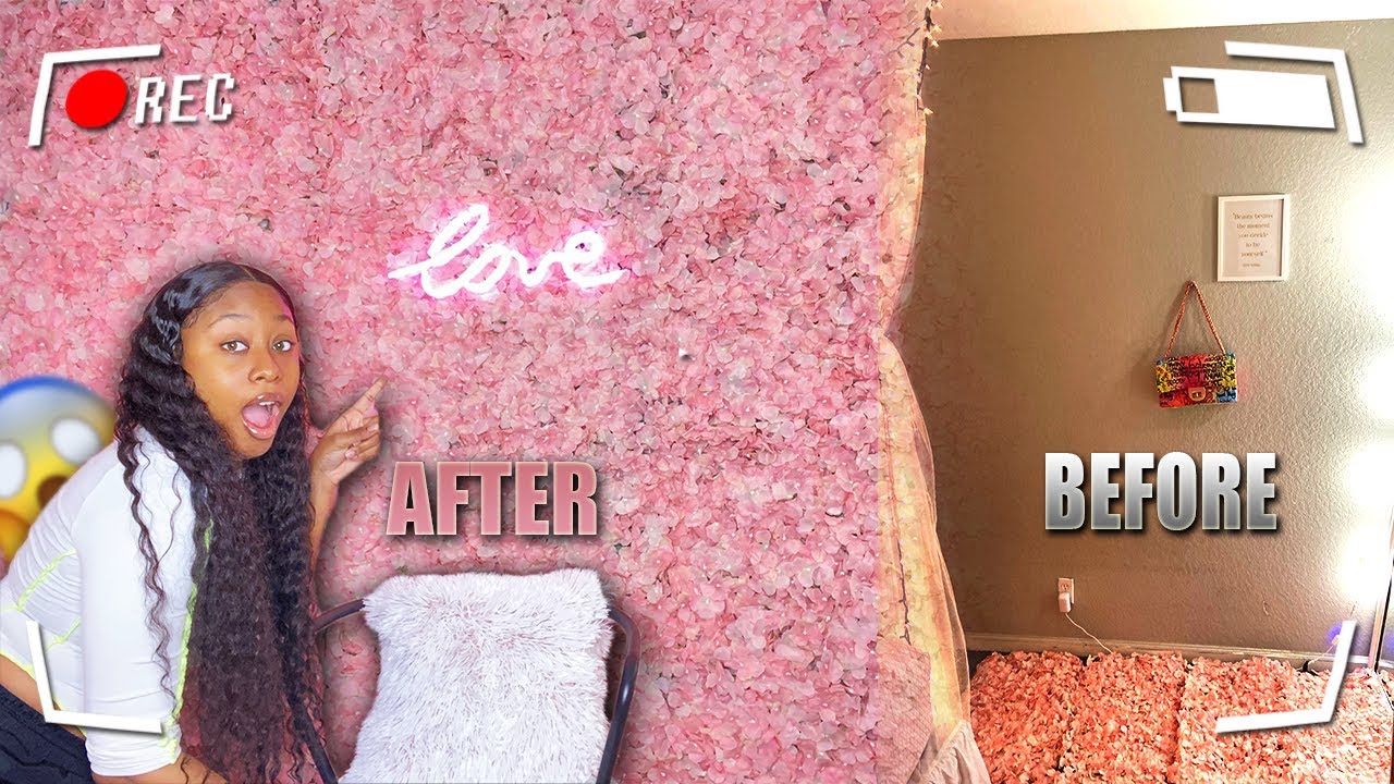 DIY FLOWER WALL BACKDROP & NEON SIGN | WALL TRANSFORMATION *AMAZON PRODUCTS*