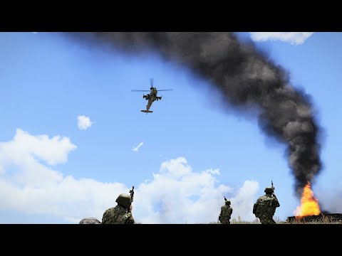 ARMA 3 - SOLDIERS GET ATTACKED BY AN APACHE HELICOPTER