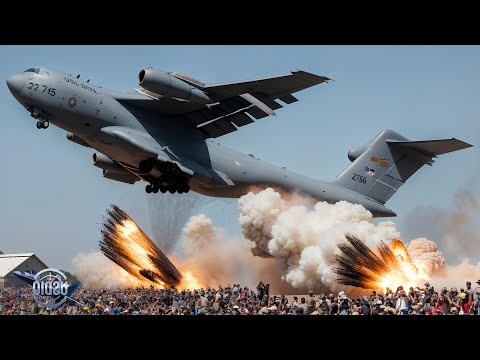 Tense Moment: C-17 Globemaster III Executes a Daring Landing on Harsh Terrain!