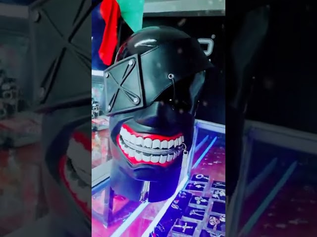 Vídeo relacionado con Máscaras de anime Halloween, accesorios cosplay Máscaras Kaneki y Ken, peluca ajustable