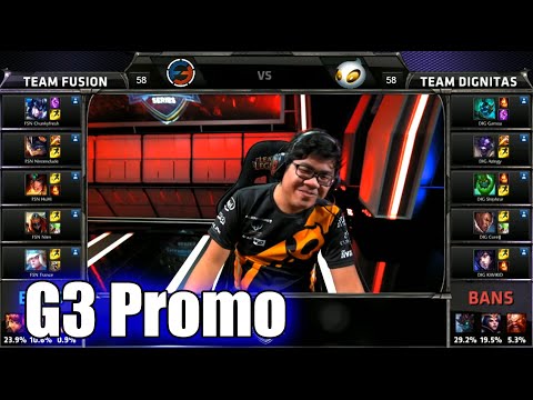 Dignitas vs Fusion | Game 3 S5 NA LCS Summer 2015 Promotion Tournament | DIG vs FSN G3 60FPS
