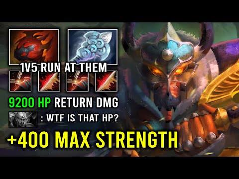 WTF +400 Strength 9200 HP Centaur Warrunner 1v5 Ultimate Tanker Run Down Enemy Dota 2