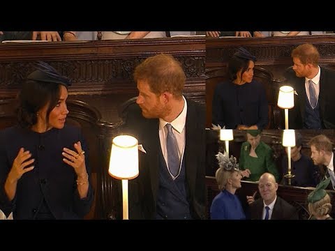 RARE MOMENT of conflict ! Meghan rolled her eyes seemed exasperated with Harry at Eugenie's wedding