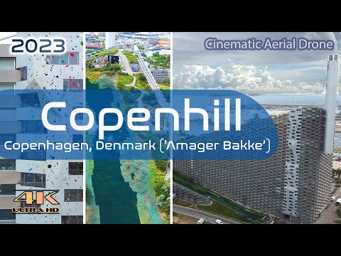 Copenhill From Above - Copenhagen - Amager Bakke - Artificial Mountain - 4K - Aerial Drone - 2023