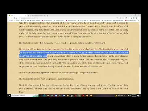 Srimad Bhagavatam 2.1.11 Ten Offenses