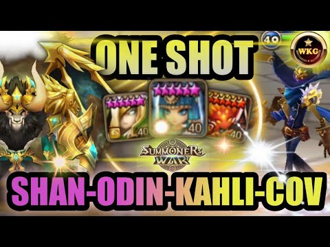 ONE SHOT TEAM SHAN-ODIN-KAHLI-COVENANT - Summoners War