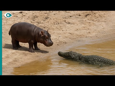 Un crocodile attaque un jeune hippopotame… regardez ce qui se passe !