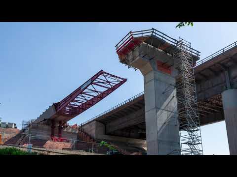 Längsverschub der Talbrücke Thulba, A7