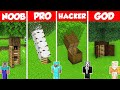 INSIDE TREE SECRET BASE BUILD CHALLENGE - Minecraft Battle: NOOB vs PRO vs HACKER vs GOD / Animation