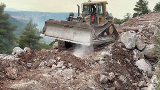 Mountain Road: Caterpillar D6R Bulldozer & Hamm 3520 Roller in Action (4K) - Sotiriadis Const.