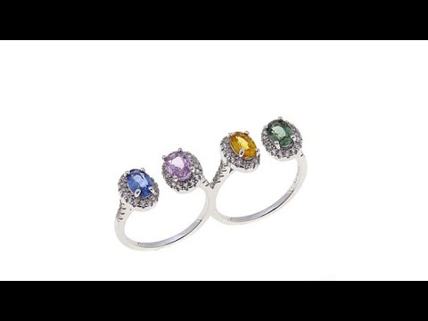 Rarities Multicolored Sapphire   Zircon 2Finger Ring