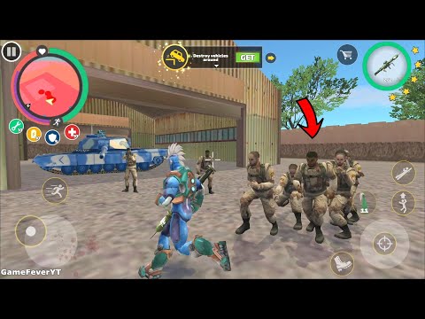 Rope Hero: Vice Town (Rope Hero Fight Russ Army Group) Surrounds Army Base - Android Gameplay HD