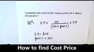 How to Find Cost Price / How to Find Cost Price When Profit/Gain percentage is given / Easy CP trick