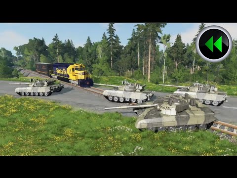Reverse Train vs Tank - BeamNG Drive - train vs tank