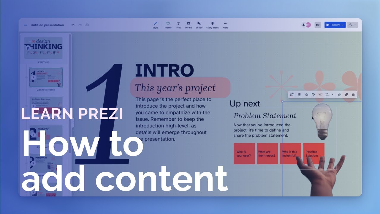 How to add content to your presentation with Prezi Present