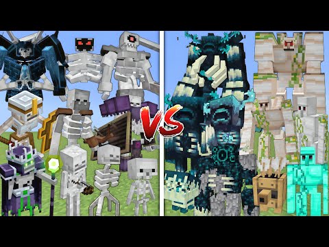 ALL MUTANT SKELETONS VS ALL MUTANT WARDENS & IRON GOLEMS ALLIANCE MOBS BATTLE IN MINECRAFT