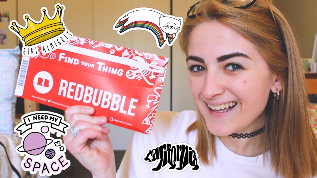 redbubble sticker haul and decorating my laptop!!