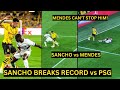 Jadon SANCHO Great Display Breaks MESSI'S Record & helps Borussia Dortmund win vs PSG | Man utd news