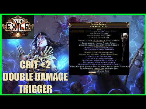 PoE 3.20 - Crafting +2 Double Damage Crit Minion Trigger Wand - 1141