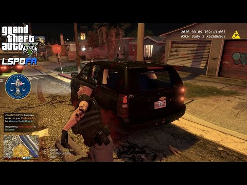 GTA V - LSPDFR 0.4.7 - LSPD/LAPD - Gang Unit Patrol - Shootout/Officer Down - 4K