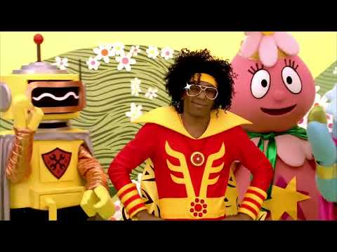 Montage still: the Super Music Friends Show neon stage with kids clapping along