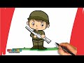 How To Draw a Soldier For Kids and Beginners | Easy Soldier Drawing and Coloring Tutorial