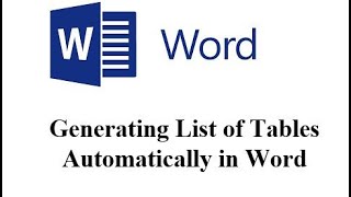 Project Work Formatting: Generating List of Tables Automatically using Microsoft Word