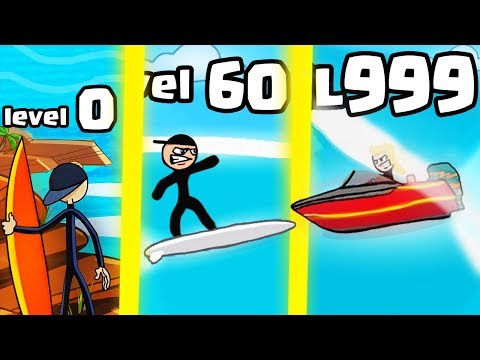 IS THIS THE HIGHEST LEVEL STICKMAN SURFER EVOLUTION? (9999+ SPEED BOAT LEVEL) l Stickman Surfer Video