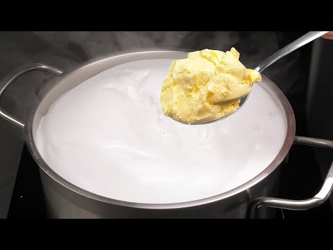 Just add butter to the boiling milk! Homemade cheese recipe in 5 minutes